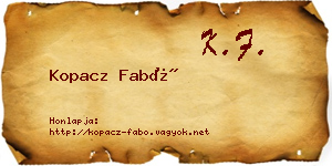 Kopacz Fabó névjegykártya